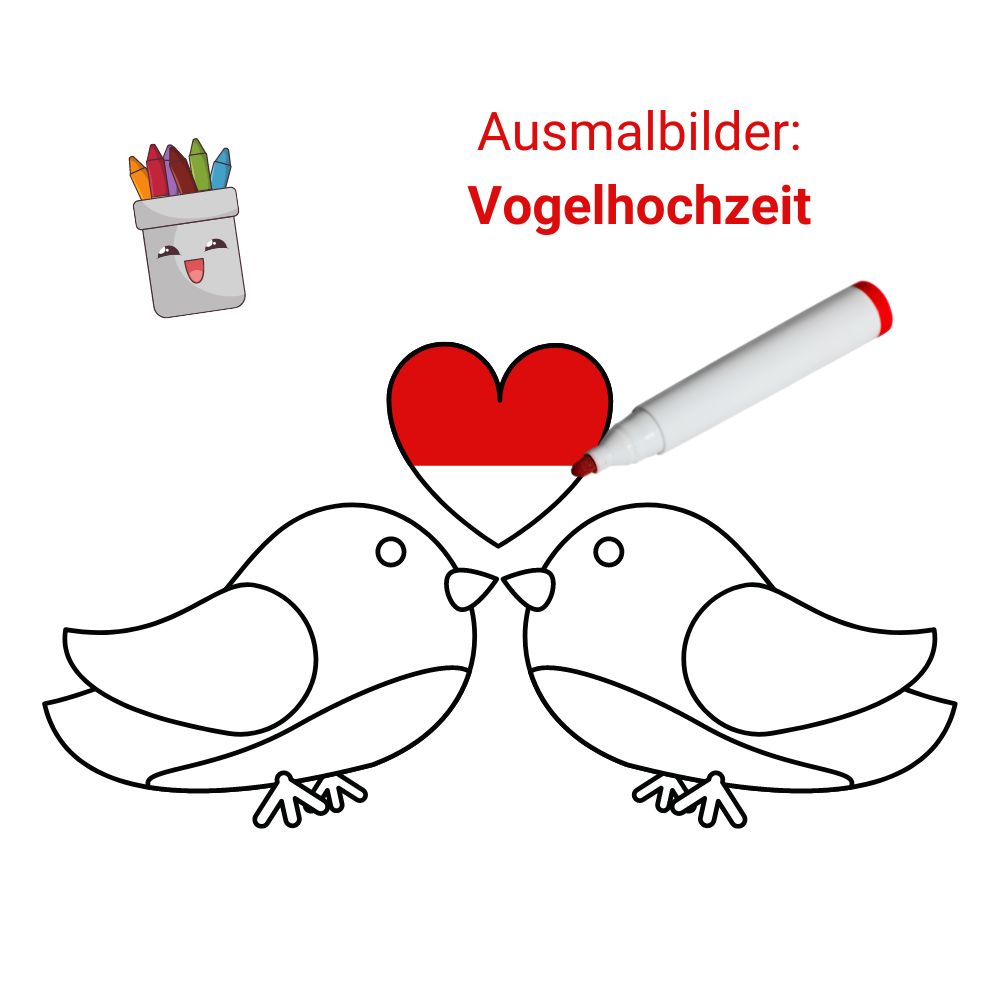 Ausmalbilder: Vogelhochzeit